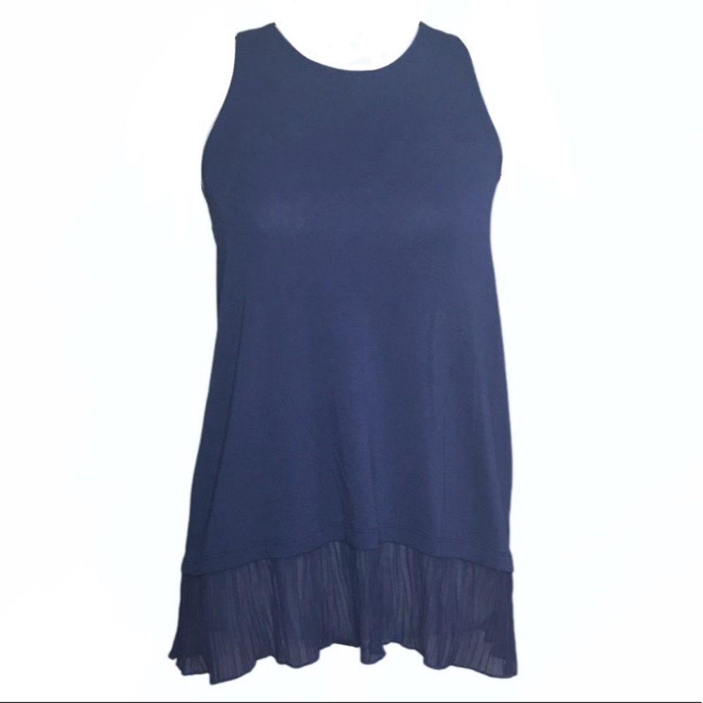 Hollister Navy Blue Sleeveless Ruffle Hem Racerback Tank Top